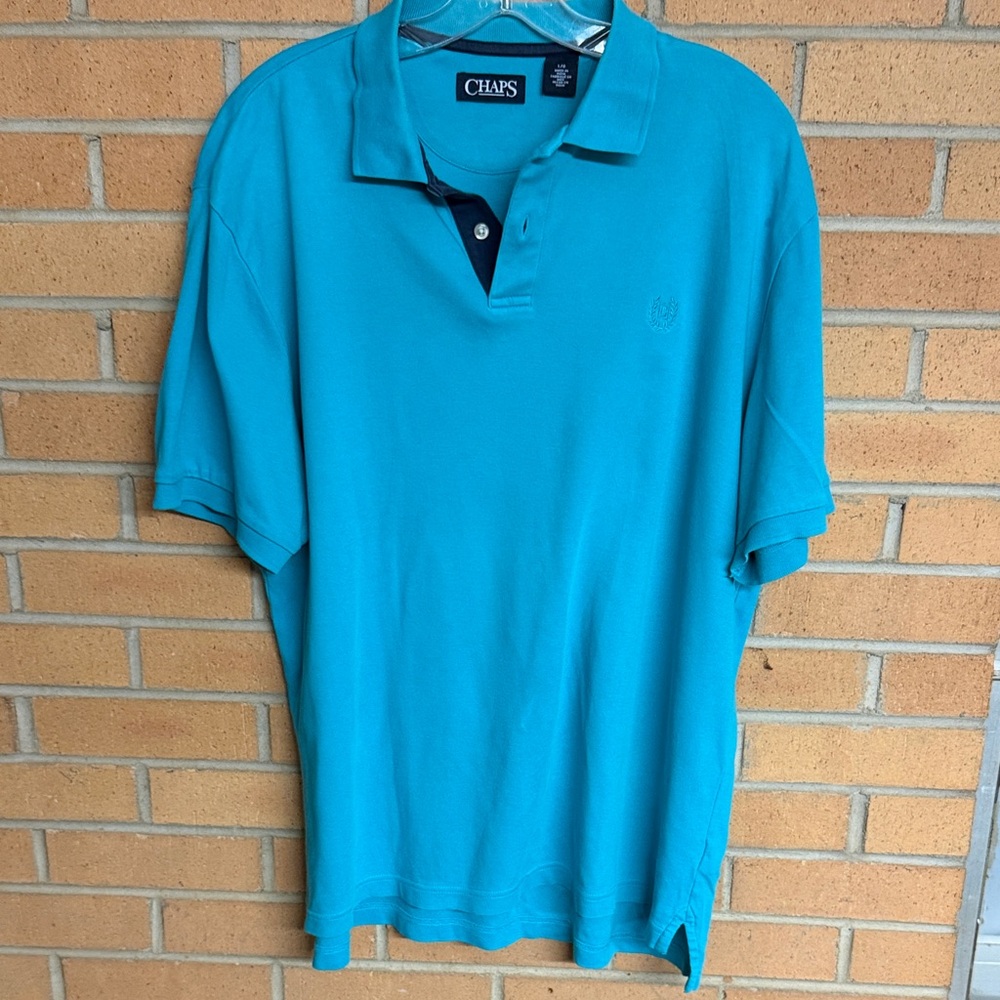 Chaps Men’s Teal Blue Polo Shirt - Short Sleeve Collared